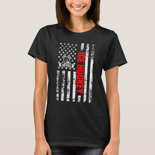 US American Flag Sports Patriotic Ice Hockey T-shirt (Voorkant)