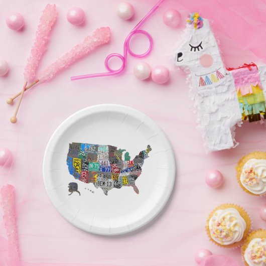 US American United States Map Flag License Bord A (Feest)