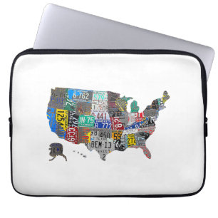 US American United States Map Flag License Bord A Laptop Sleeve