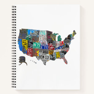 US American United States Map Flag License Bord A Notitieboek