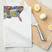 US American United States Map Flag License Bord A Theedoek (Quarter Fold)