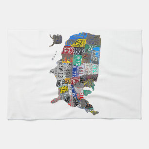 US American United States Map Flag License Bord A Theedoek