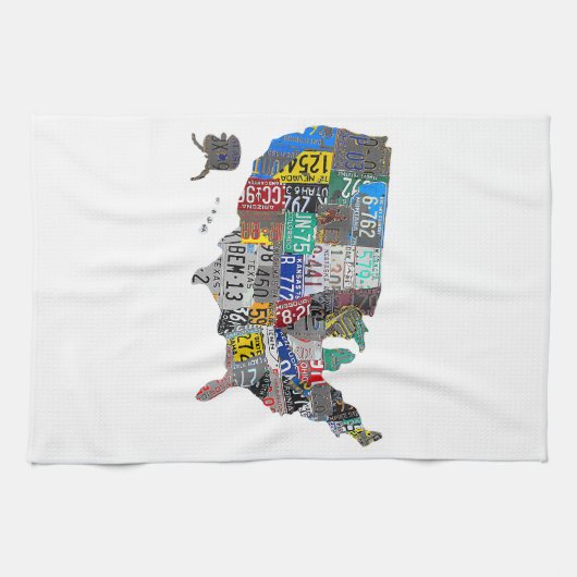 US American United States Map Flag License Bord A Theedoek (Horizontaal)
