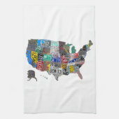US American United States Map Flag License Bord A Theedoek (Verticaal)