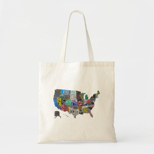 US American United States Map Flag License Bord A Tote Bag (Voorkant)
