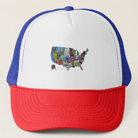 US American United States Map Flag License Bord A Trucker Pet (Voorkant)