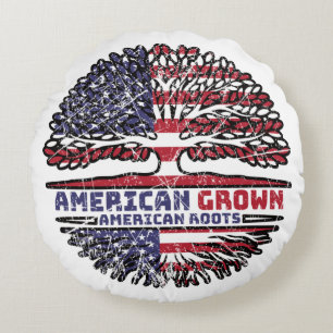 US American USA United States America Tree Roots Rond Kussen