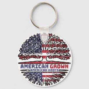 US American USA United States America Tree Roots Sleutelhanger