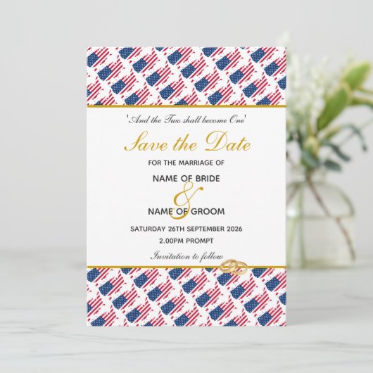 US AMERIKA Speciale Evenement Huwelijksfeest Save The Date (Staand voorkant)