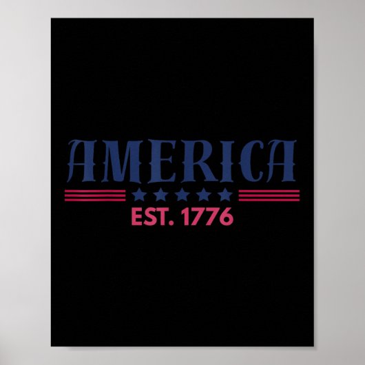 Us Amerikaanse Vlag 4e Juli Opgericht 1776 Patriot Poster (Voorkant)