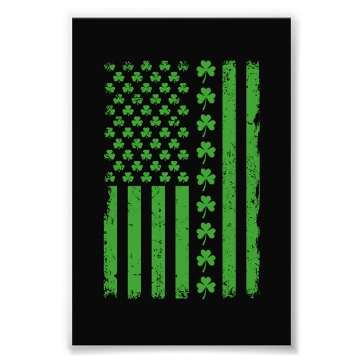 US Amerikaanse Vlag Klavertjes St Patricks dag Foto Afdruk (Voorkant)