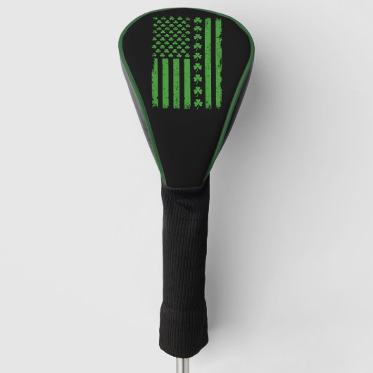 US Amerikaanse Vlag Klavertjes St Patricks dag Golfheadcover (Voorkant)