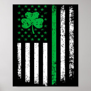 Us amerikaanse vlag met shamrocks voor st patricks poster