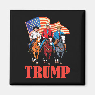 Us Amerikaanse Vlag Team Trump Cowboy Paardrijden  Magneet