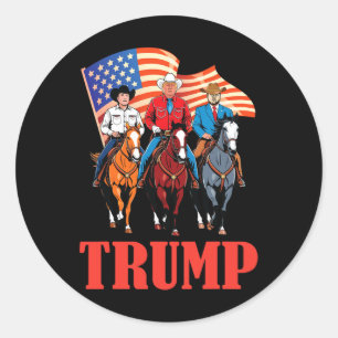 Us Amerikaanse Vlag Team Trump Cowboy Paardrijden  Ronde Sticker