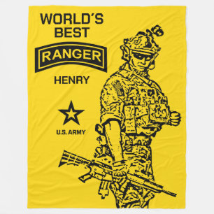 US Army World's Best Ranger Custom Name Fleece Deken