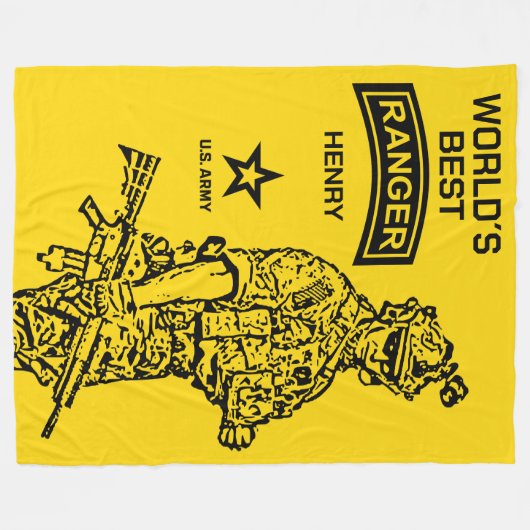 US Army World's Best Ranger Custom Name Fleece Deken (Voorkant (Horizontaal))