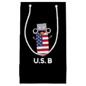 US B Funny United States Pun Dark BG Klein Cadeauzakje (Voorkant)