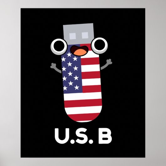 US B Funny United States Pun Dark BG Poster (Voorkant)