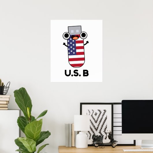 US B Funny United States Pun Poster (Thuiskantoor)