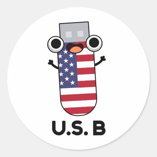 US B Funny United States Pun Ronde Sticker (Voorkant)