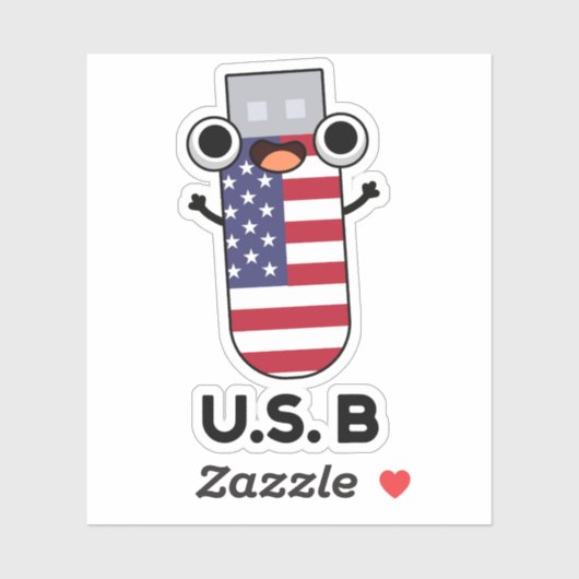 US B Funny United States Pun Sticker (Vel)