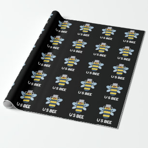 US Bee Funny USB Technical Pun Dark BG Cadeaupapier