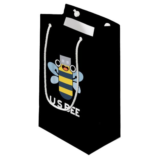 US Bee Funny USB Technical Pun Dark BG Klein Cadeauzakje (Voorkant Gekanteld)