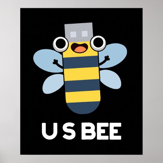 US Bee Funny USB Technical Pun Dark BG Poster (Voorkant)