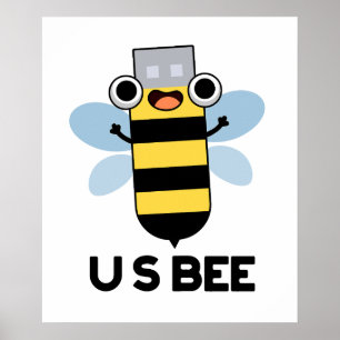 US Bee Funny USB - Technisch woordspun Poster