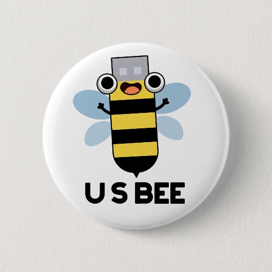 US Bee Funny USB - Technisch woordspun Ronde Button 5,7 Cm (Voorkant)