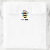 US Bee Funny USB - Technisch woordspun Ronde Sticker (Tas)