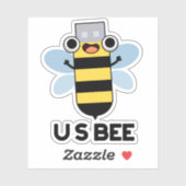 US Bee Funny USB - Technisch woordspun Sticker (Vel)