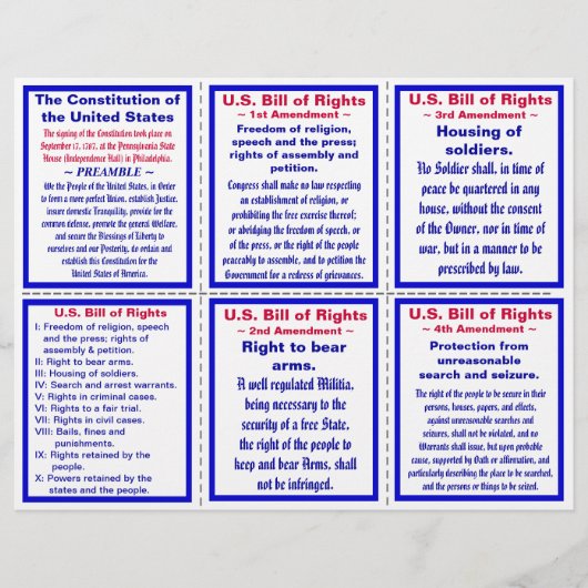 US Bill of Rights Pocket Pamphlet Flyer (Voorkant)