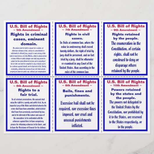 US Bill of Rights Pocket Pamphlet Flyer (Achterkant)
