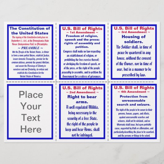 US Bill of Rights Pocket Pamphlet Sjabloon Flyer (Voorkant)