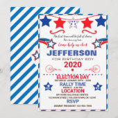 US BIRTHDAY BOY ELECTION BIRTHDAY INVITATION KAART (Voorkant / Achterkant)