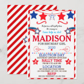 US BIRTHDAY GIRL ELECTION BIRTHDAY INVITATION KAART (Voorkant / Achterkant)