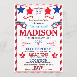 US BIRTHDAY GIRL ELECTION BIRTHDAY INVITATION KAART