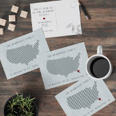 US Blue Linen and Heart Moving Announter Aankondigingskaart