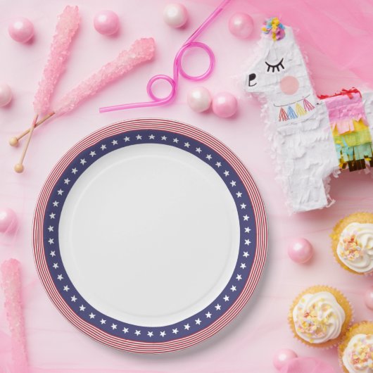 US-Borden voor vlaggenpapier Papieren Bordje (Feest)