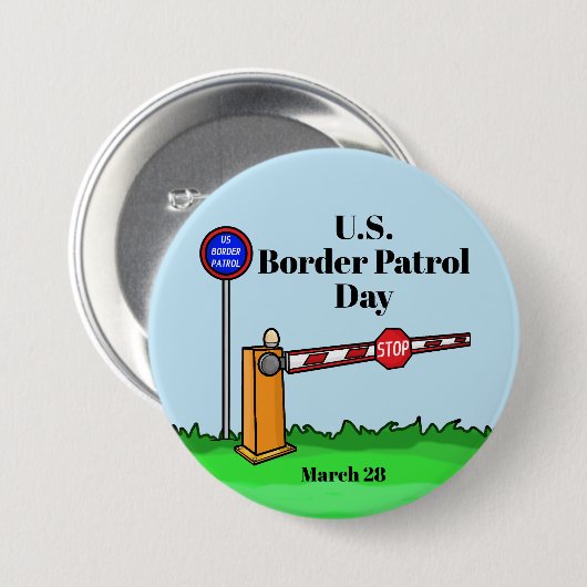US Border Patrol Day Button met Barrier Gate (Voorkant /achterkant)
