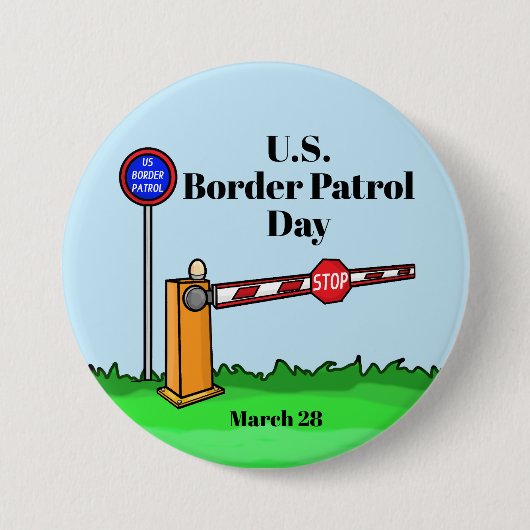 US Border Patrol Day Button met Barrier Gate (Voorkant)