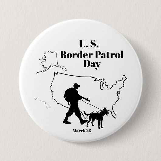 US Border Patrol Day Button met Silhouette (Voorkant)