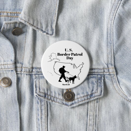 US Border Patrol Day Button met Silhouette (In situ)