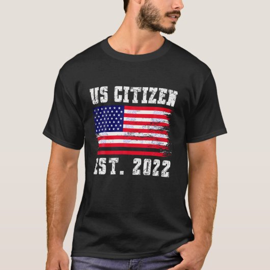 US Burgerschap EST 2022 Proud Immigrant American F T-shirt (Voorkant)