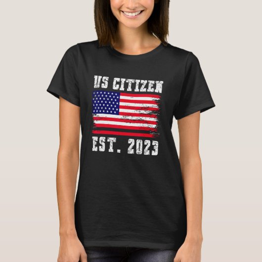 US Burgerschap EST. 2023 Proud Immigrant American T-shirt (Voorkant)