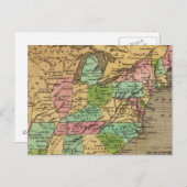 US, Canada Hand Colored Atlas Map Briefkaart (Voorkant / Achterkant)