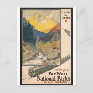 US Canada National Park Vintage Travel Briefkaart