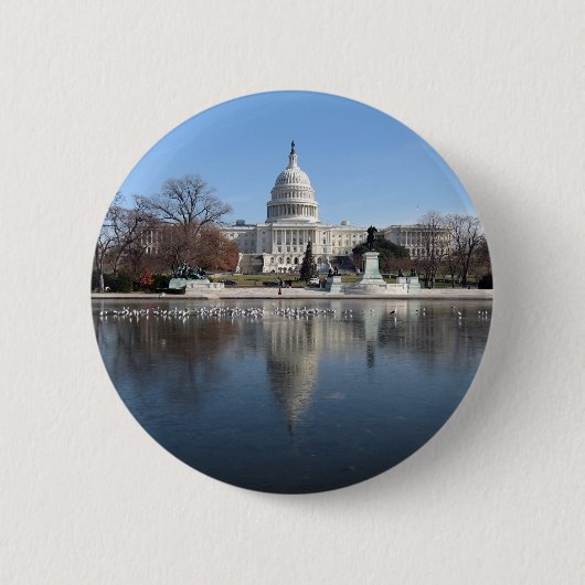 US Capitol afbeelding winterbouw Ronde Button 5,7 Cm (Voorkant)